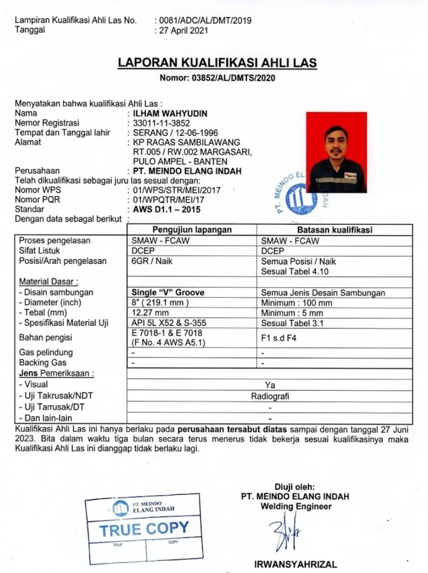 Sertifikasi kompetensi PT. Nofal Berkah Jaya 1